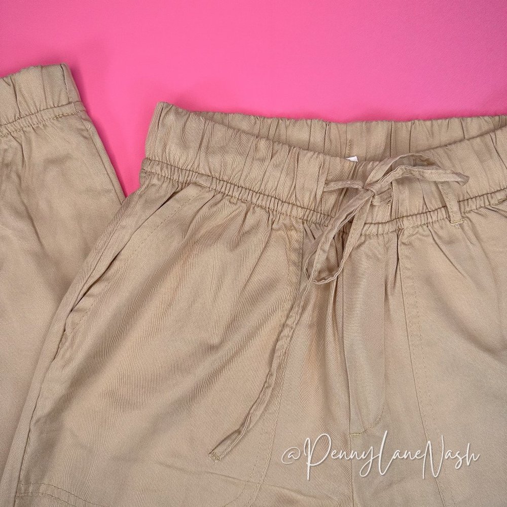 Japna Drawstring Waist Lyocell Cargo Jogger Tan - Picture 3 of 9